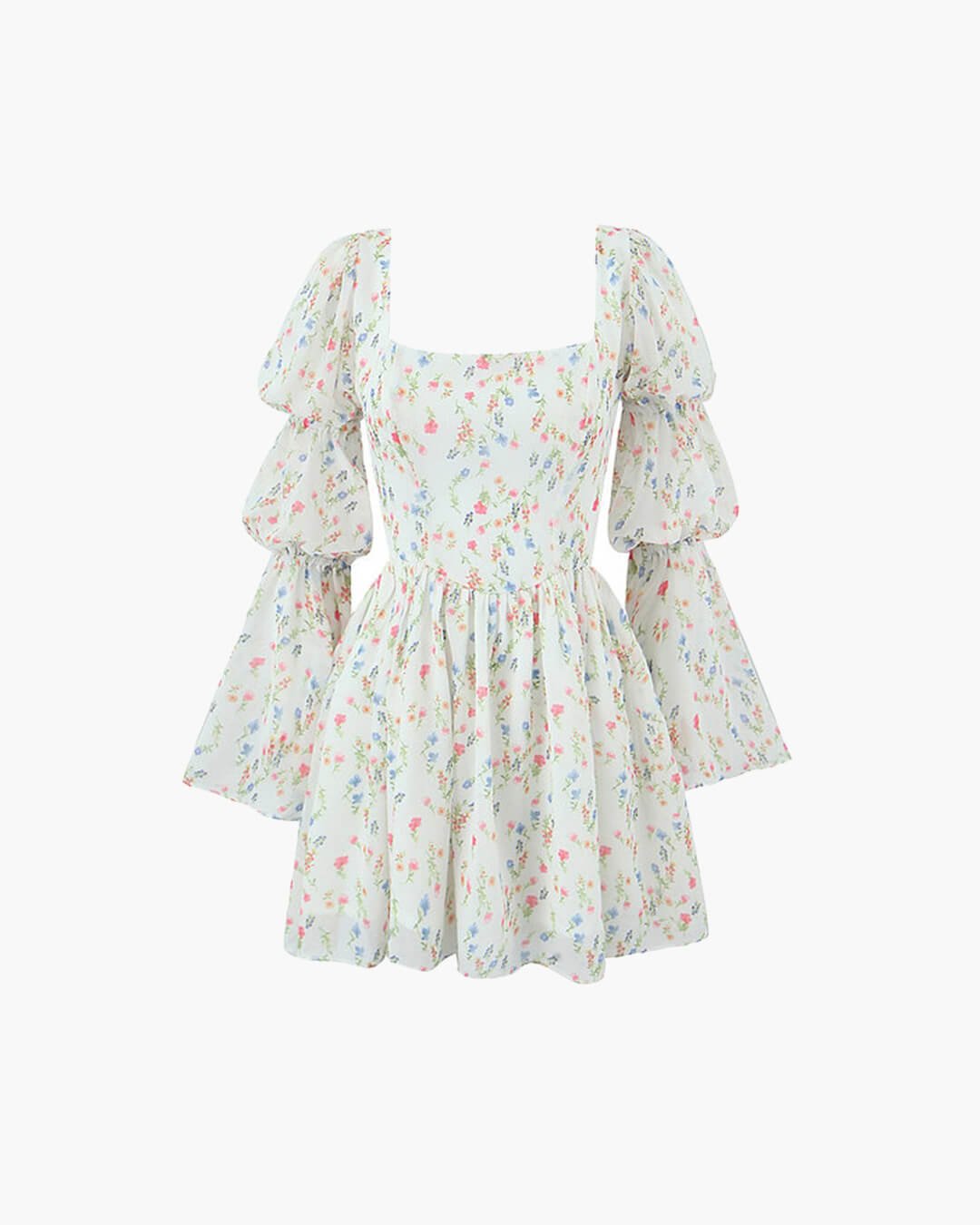 Vestido corto Rose con hombros descubiertos y volantes