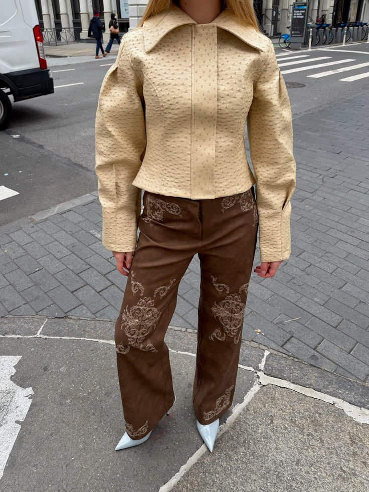 Chaqueta de polipiel con plumas de avestruz Rosette