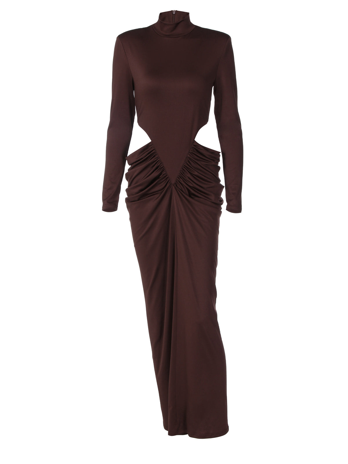 Vestido largo de cuello alto con aberturas Olympia