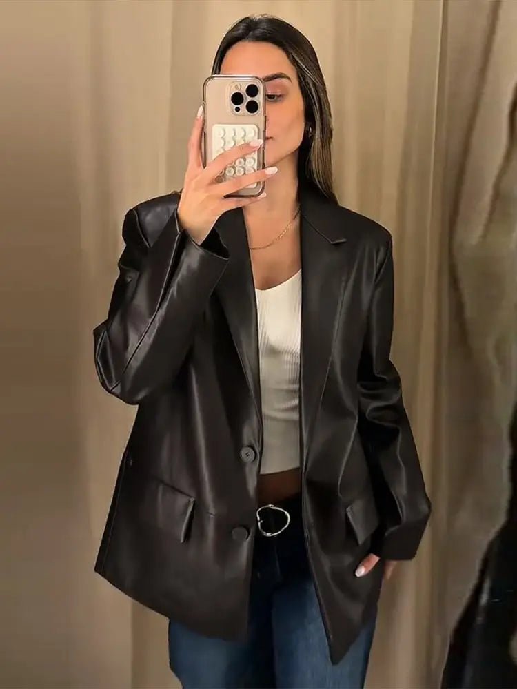 Blazer de cuero vegano Ryza
