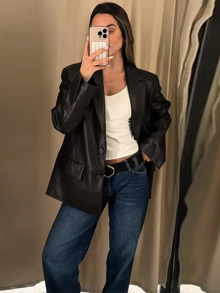 Blazer de cuero vegano Ryza