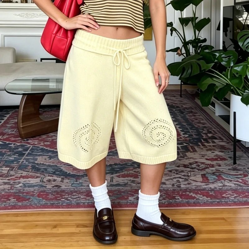 Pantalones cortos culotte de punto y pierna ancha Sabina