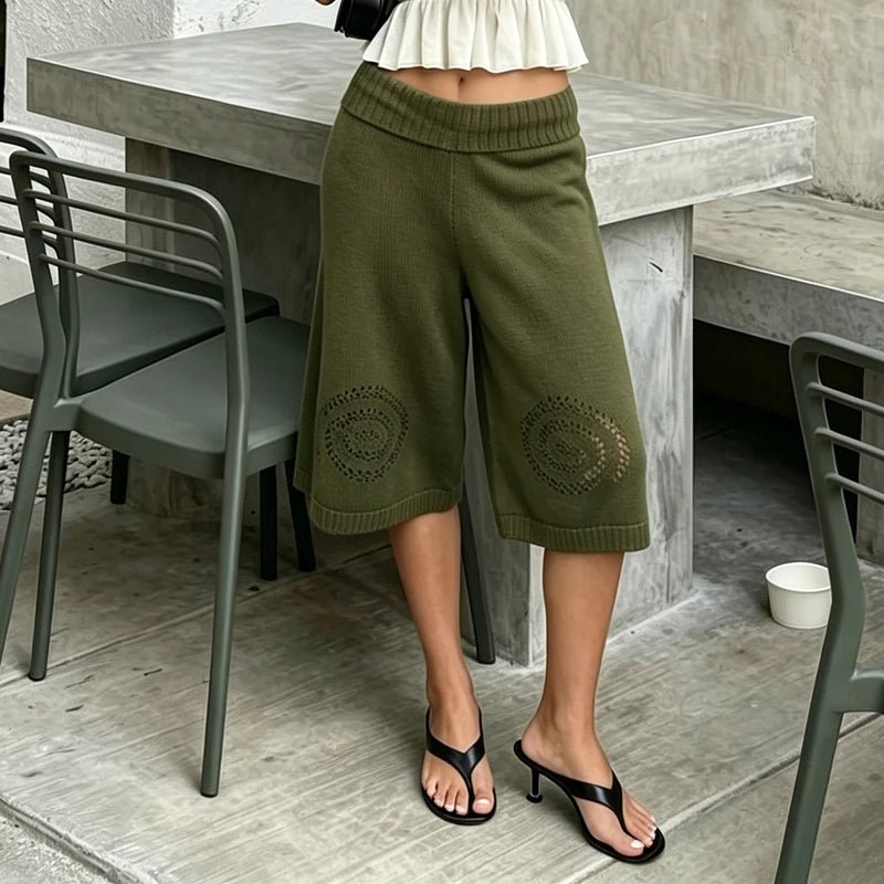 Pantalones cortos culotte de punto y pierna ancha Sabina