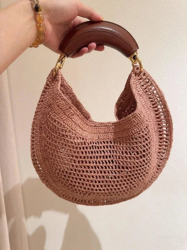 Bolso tejido de media luna Sabine