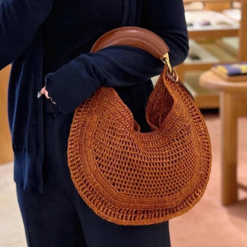 Bolso tejido de media luna Sabine