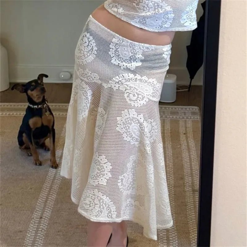Falda midi de encaje paisley Sabrina