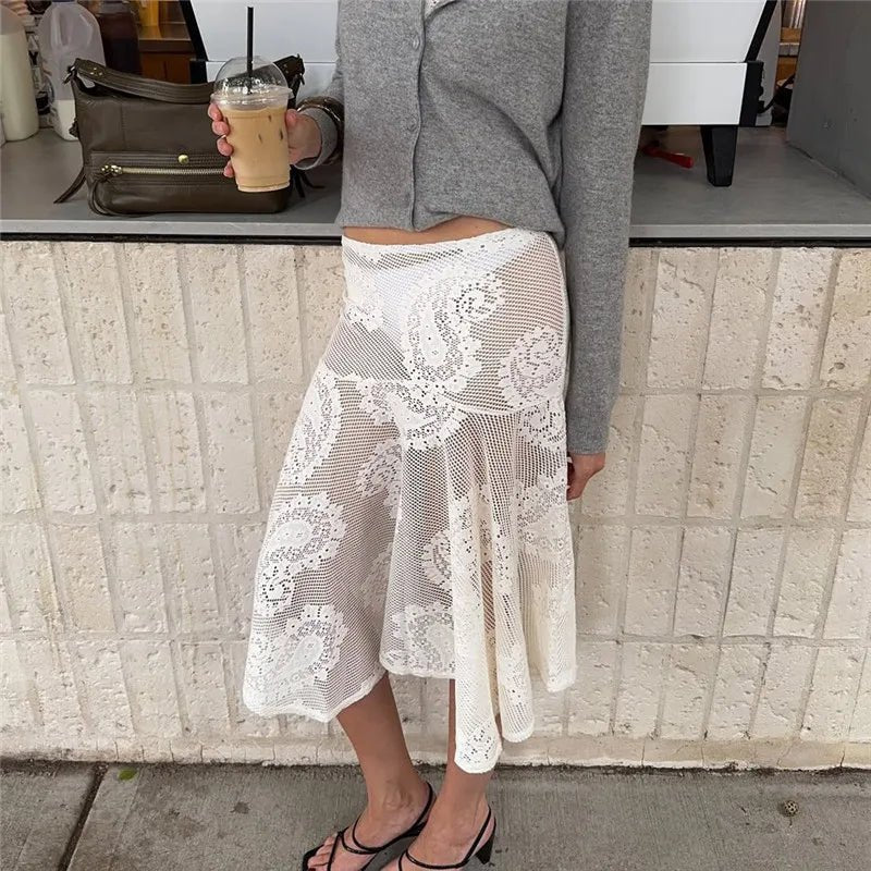 Falda midi de encaje paisley Sabrina