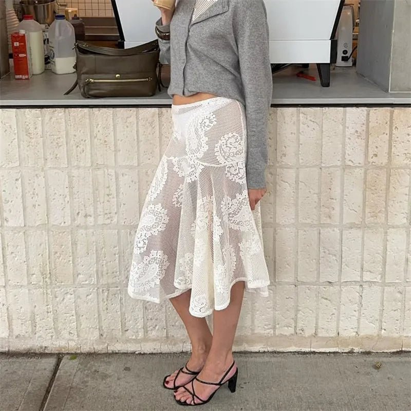 Falda midi de encaje paisley Sabrina