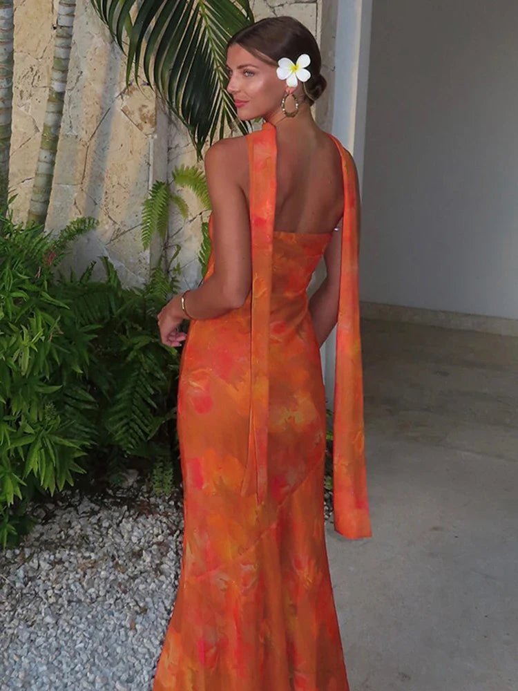 Vestido largo de malla sin tirantes Sabrina