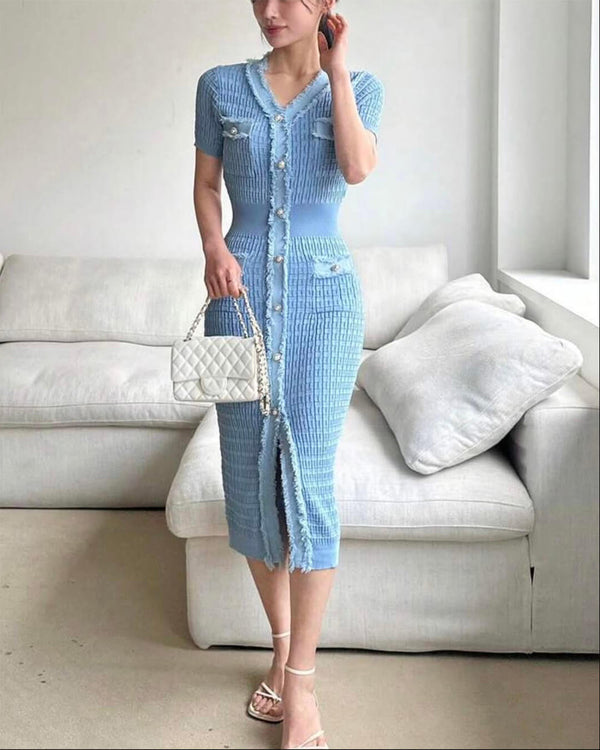 Vestido de punto Sabrina con escote en V