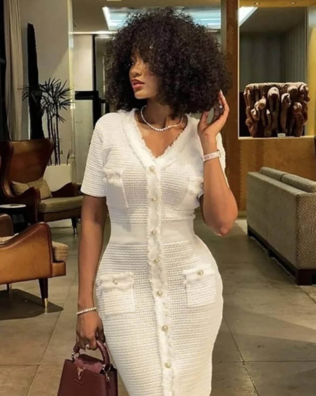 Vestido de punto Sabrina con escote en V