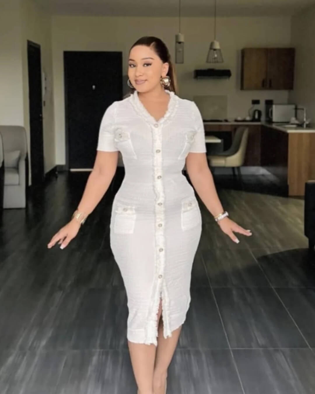 Vestido de punto Sabrina con escote en V