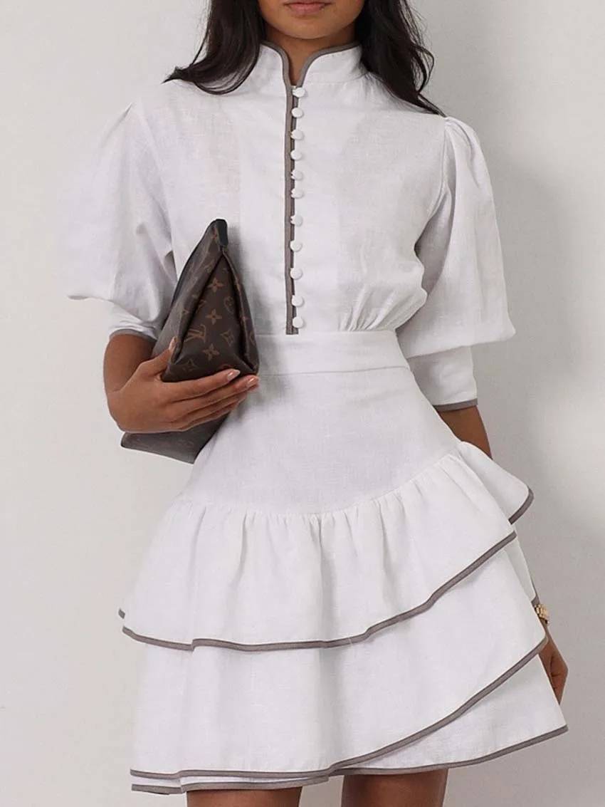 Sara Patchwork Turtleneck Mini Dress
