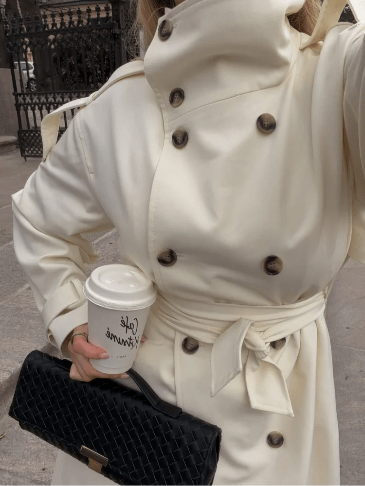 Gabardina con cuello alto y cinturón Sarah