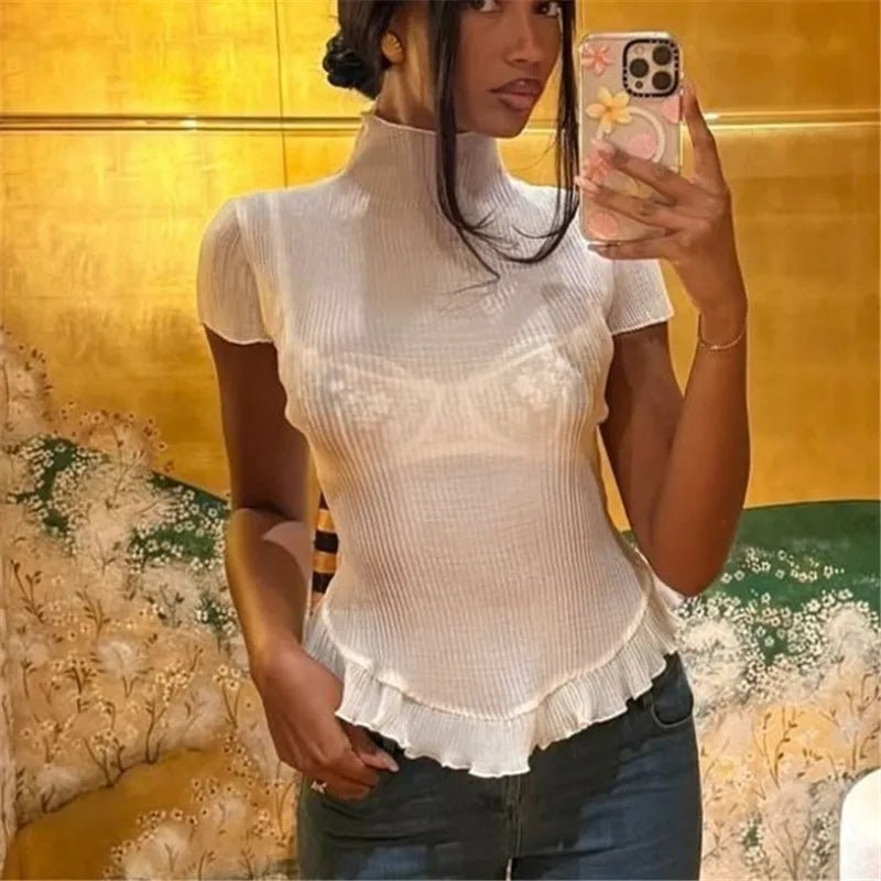 Sarah Ribbed Turtleneck Tee