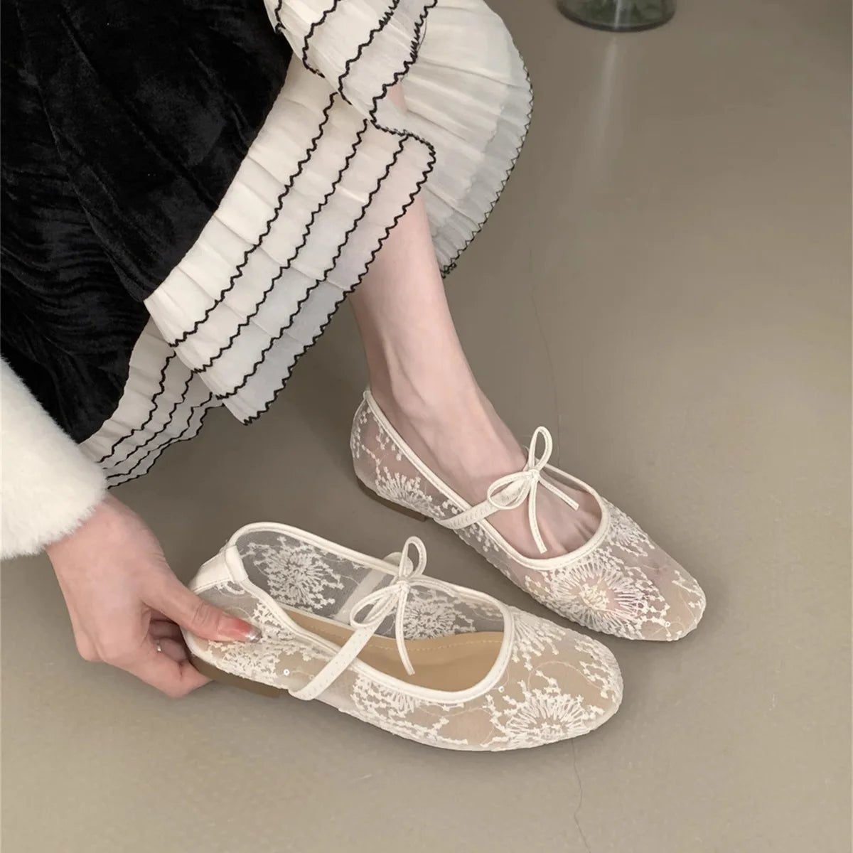 Bailarinas de malla bordada Saskia