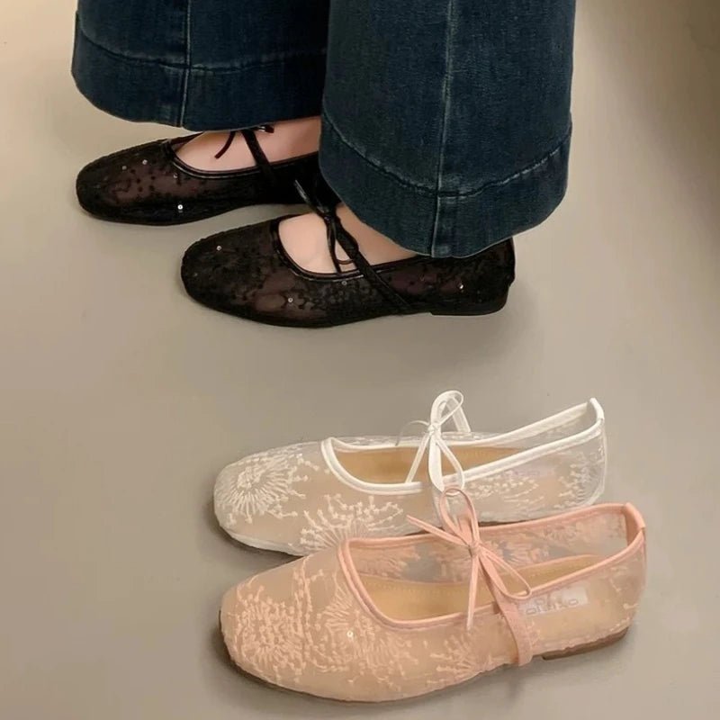 Bailarinas de malla bordada Saskia
