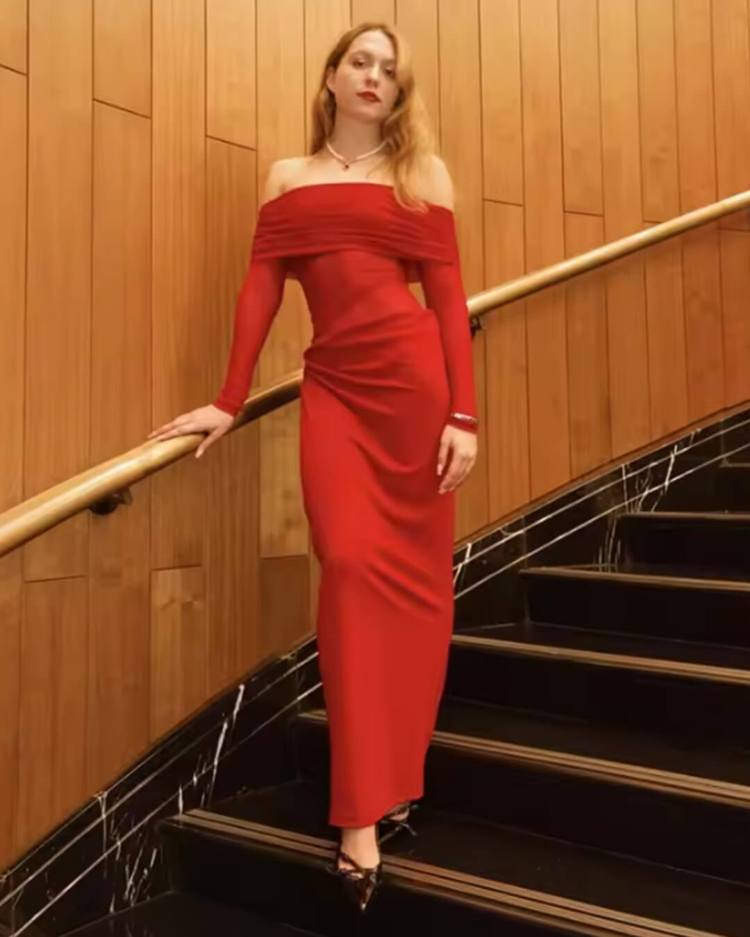 Vestido maxi de malla fruncida Shiela