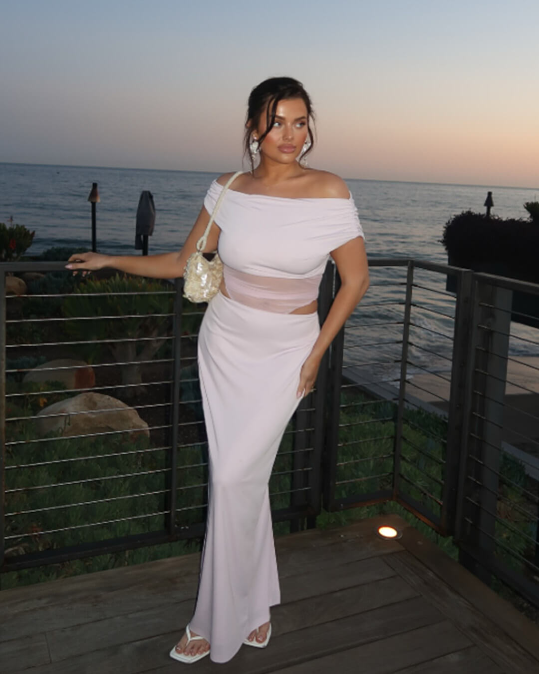 Vestido maxi de malla fruncida Shiela