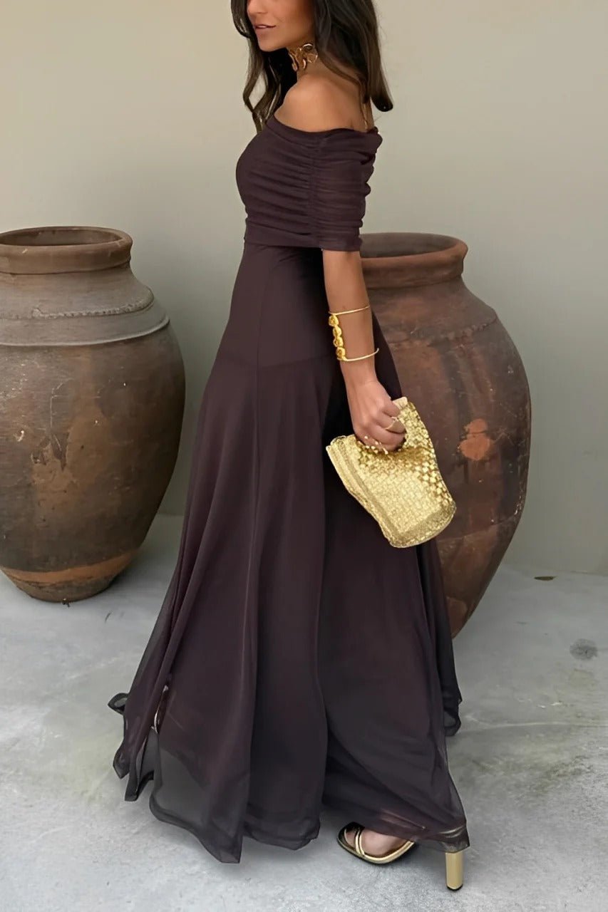 Sienna Off-Shoulder Ruched Maxi Dress