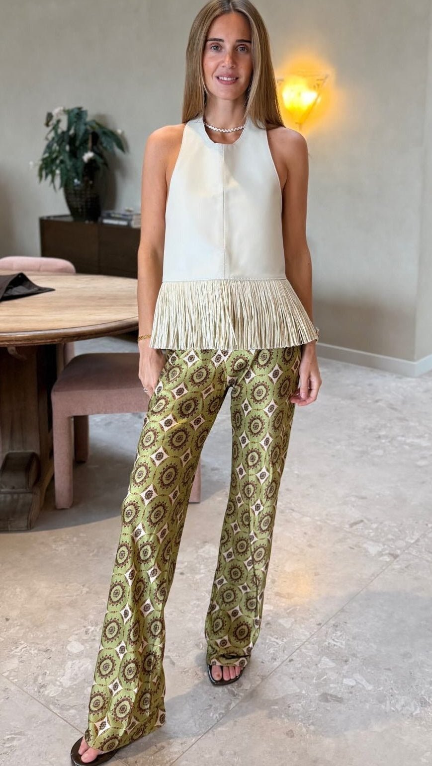 Top halter con flecos de piel sintética Sierra