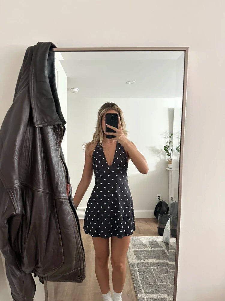Sofia Backless Polka Dot Mini Dress