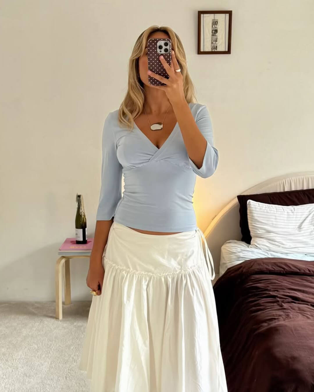 Sofia Deep V Midi Sleeve Tee