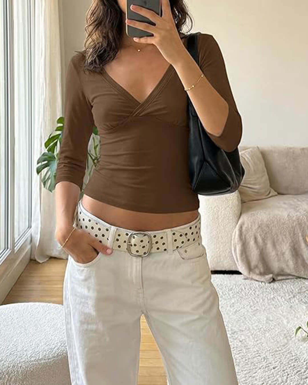 Sofia Deep V Midi Sleeve Tee
