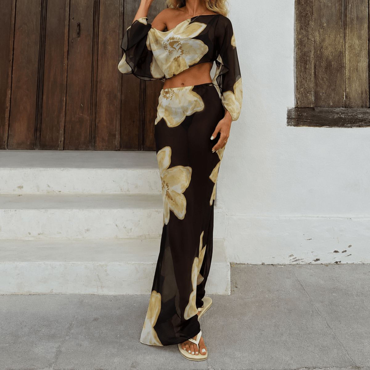 Conjunto de maxifalda floral Sofia