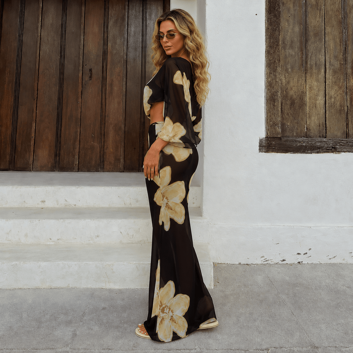 Conjunto de maxifalda floral Sofia
