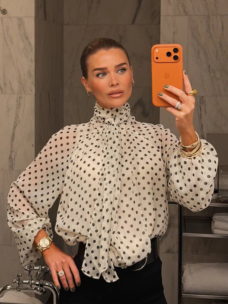 Sofia High Collar Polka Dot Blouse