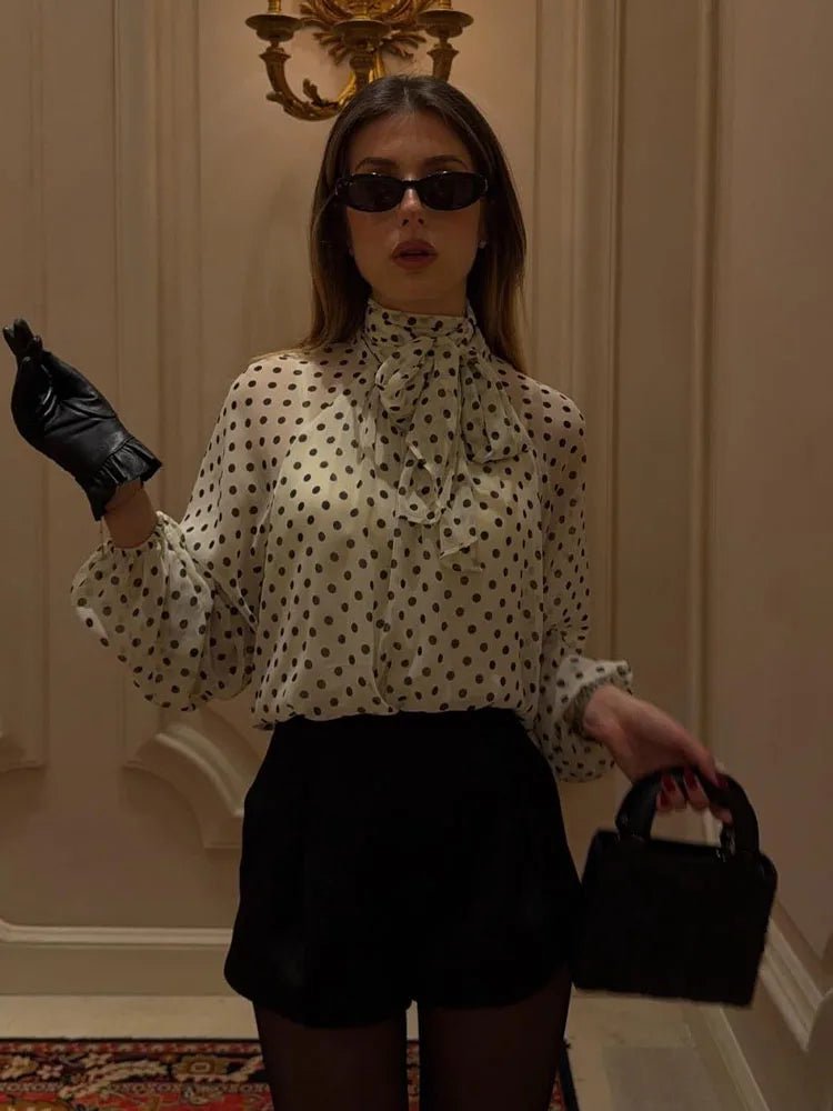 Sofia High Collar Polka Dot Blouse