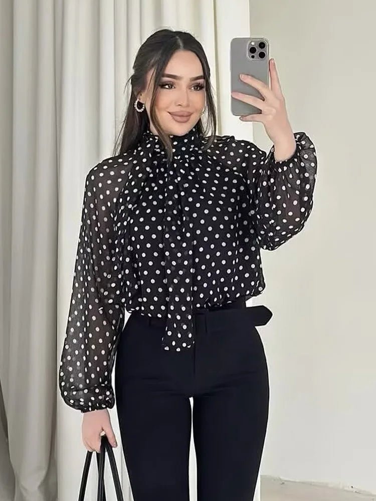 Sofia High Collar Polka Dot Blouse