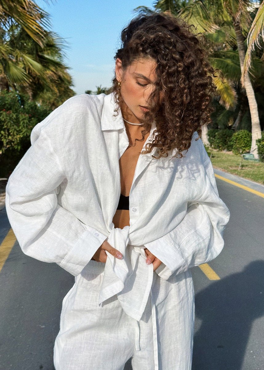 Conjunto de camisa de algodón y pantalones de estar por casa Sophia