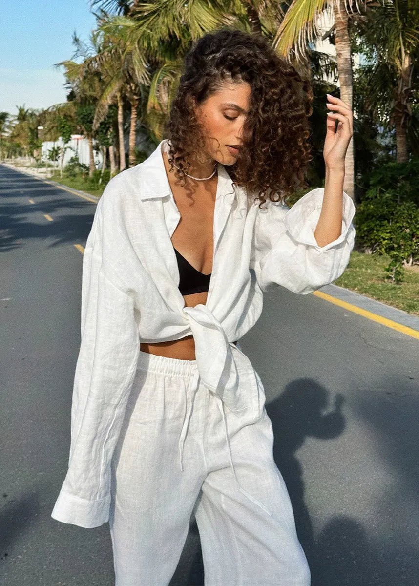 Conjunto de camisa de algodón y pantalones de estar por casa Sophia