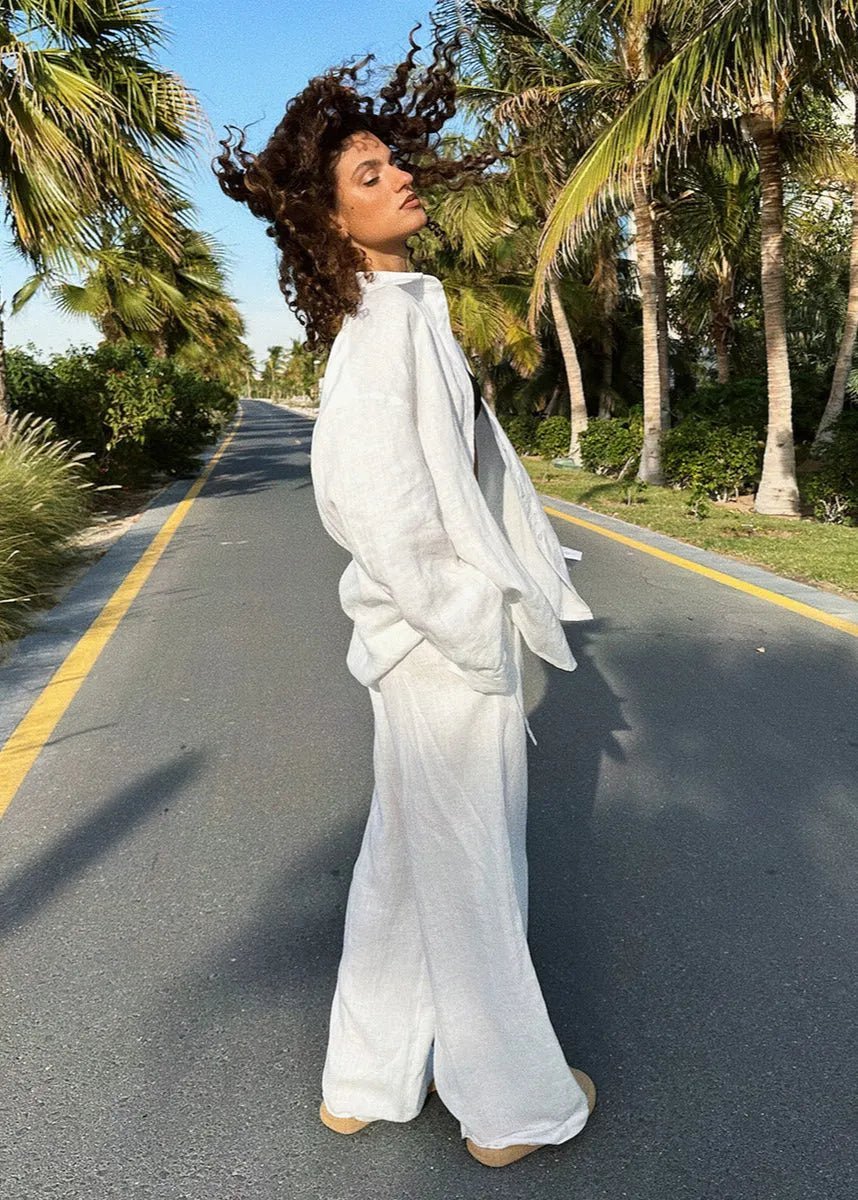 Conjunto de camisa de algodón y pantalones de estar por casa Sophia