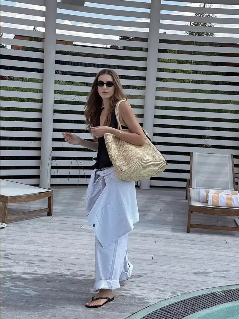 Bolso tote de ratán tejido a mano Sophia