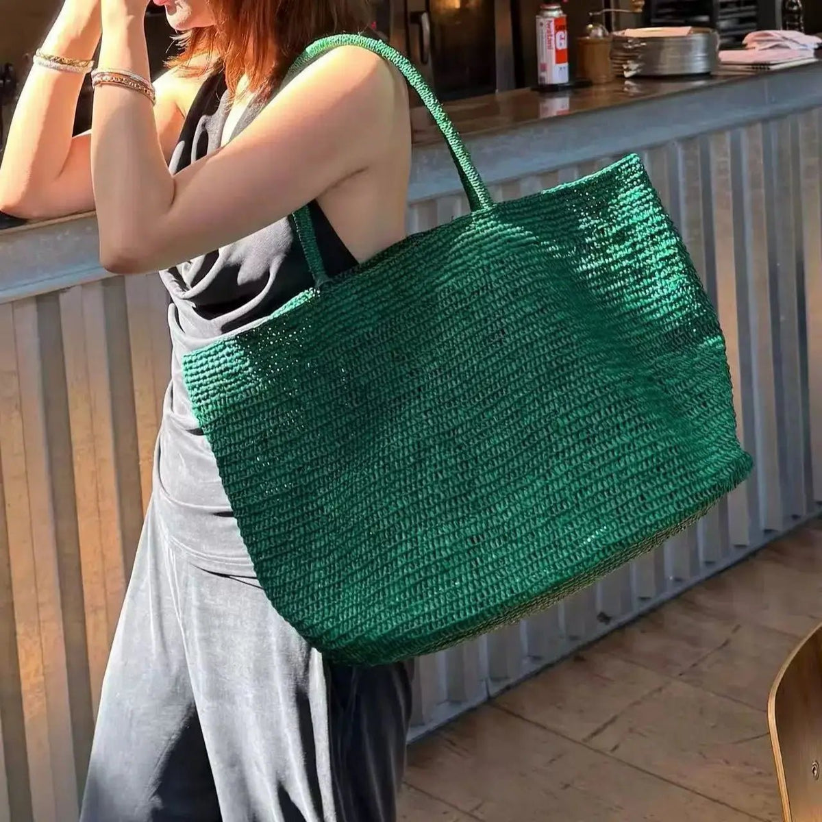 Bolso tote de ratán tejido a mano Sophia