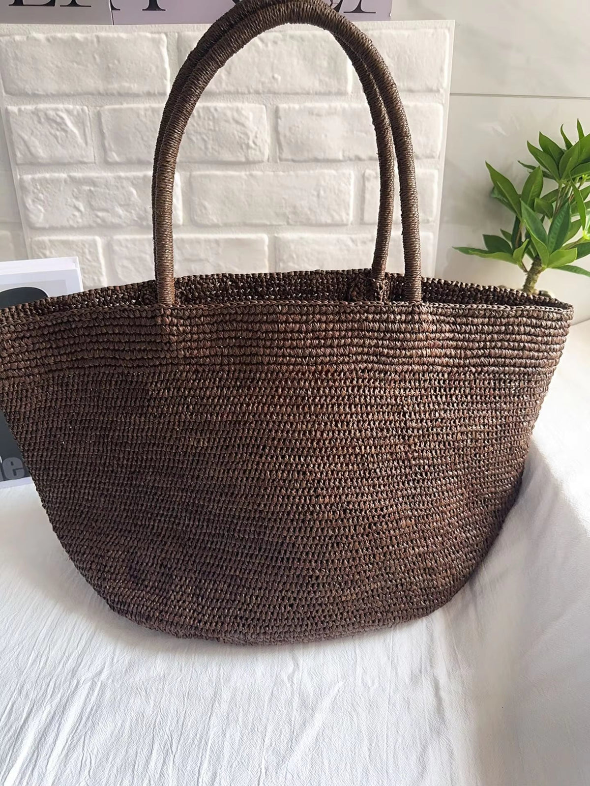 Bolso tote de ratán tejido a mano Sophia