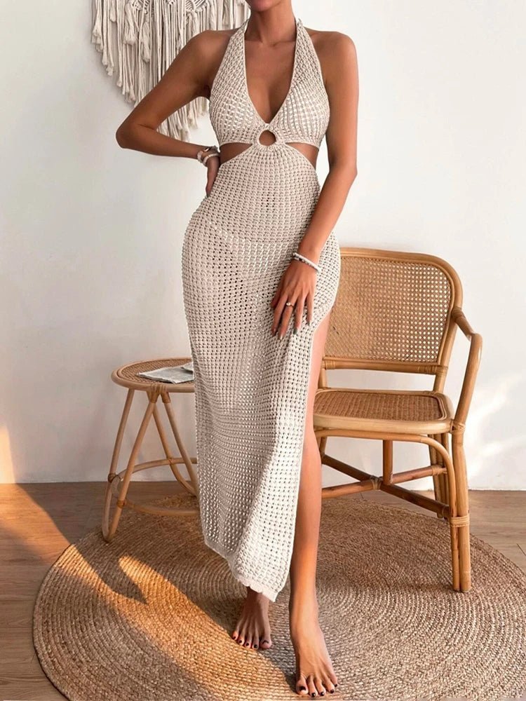Vestido midi tejido Sophia con escote descubierto