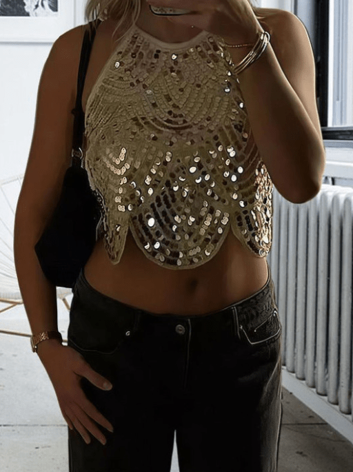 Sophia Sequin Halter Top