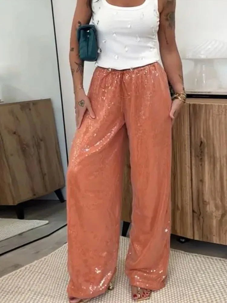 Sophia Sequin Wide-Leg Trousers
