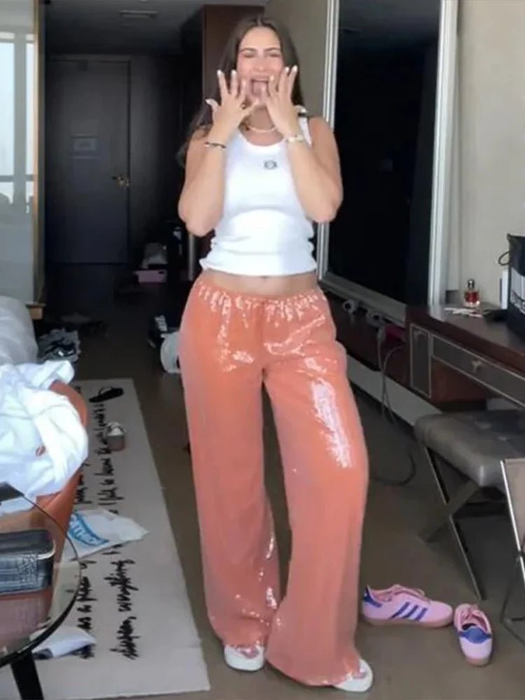 Sophia Sequin Wide-Leg Trousers