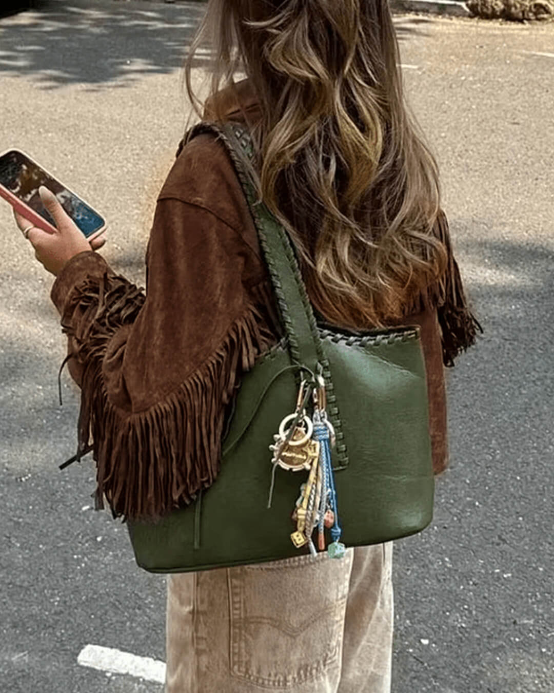 Chaqueta de ante con borlas Sophia
