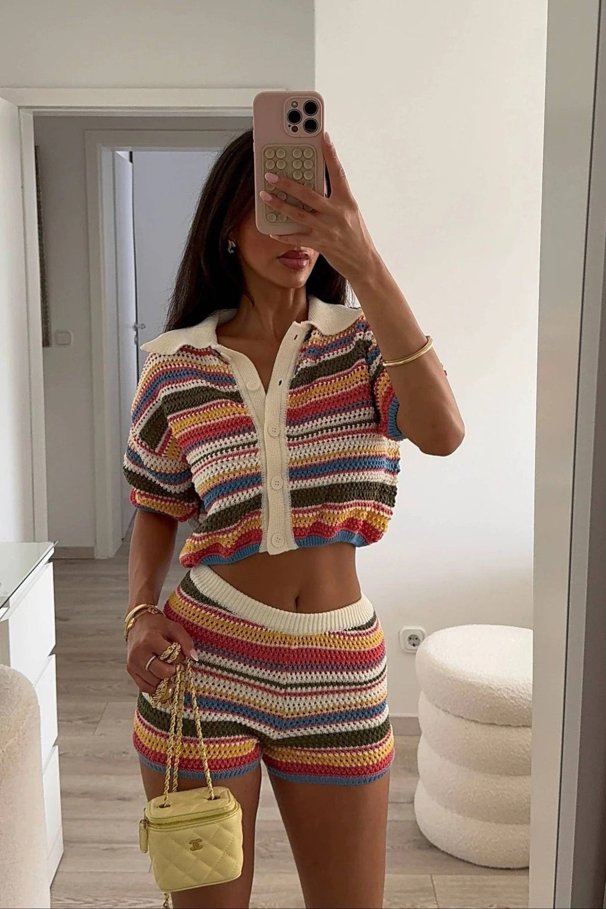 Conjunto coordinado de ganchillo a rayas Sophie