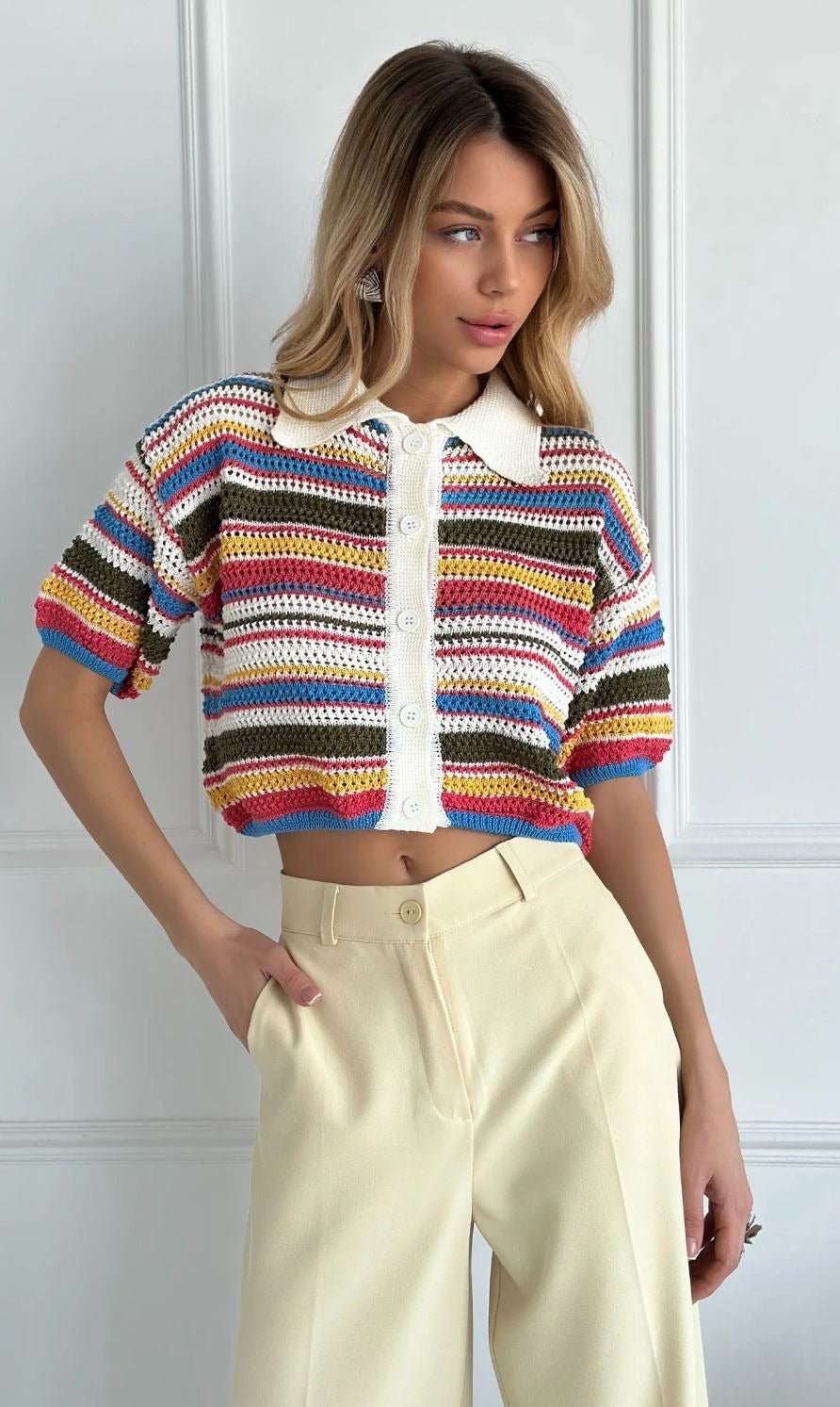 Conjunto coordinado de ganchillo a rayas Sophie