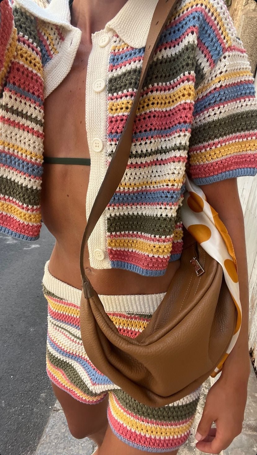 Conjunto coordinado de ganchillo a rayas Sophie