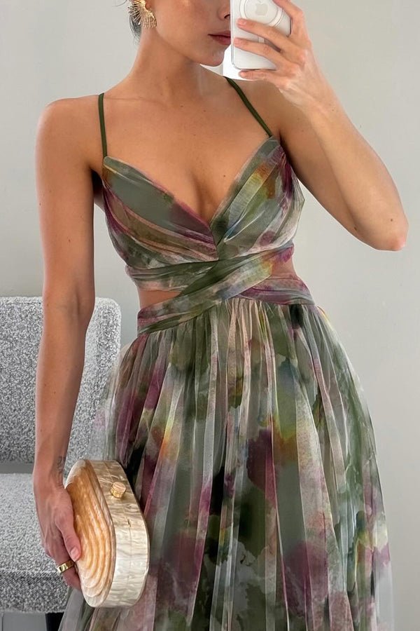 Vestido largo floral con escote en V Stella
