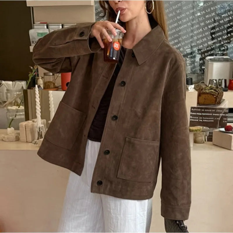 Chaqueta extragrande de ante