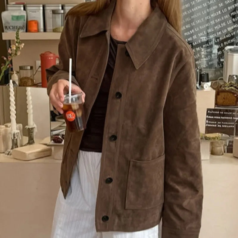 Chaqueta extragrande de ante